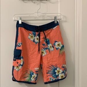 Quiksilver Men's Orange Floral Swim Shorts